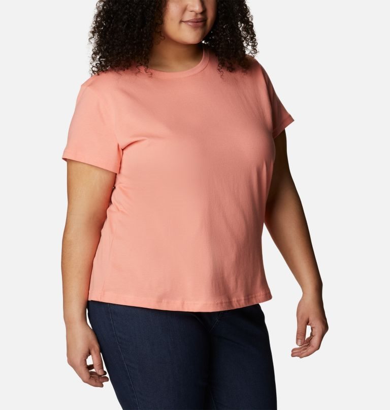Women's Columbia Sapphire Point Short Sleeve T Shirts Coral | Plus Size CA-B8015